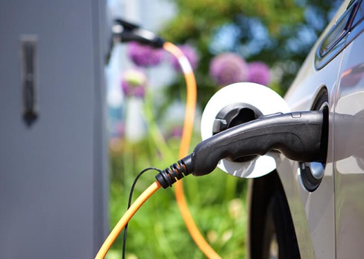 EV charger charging a car