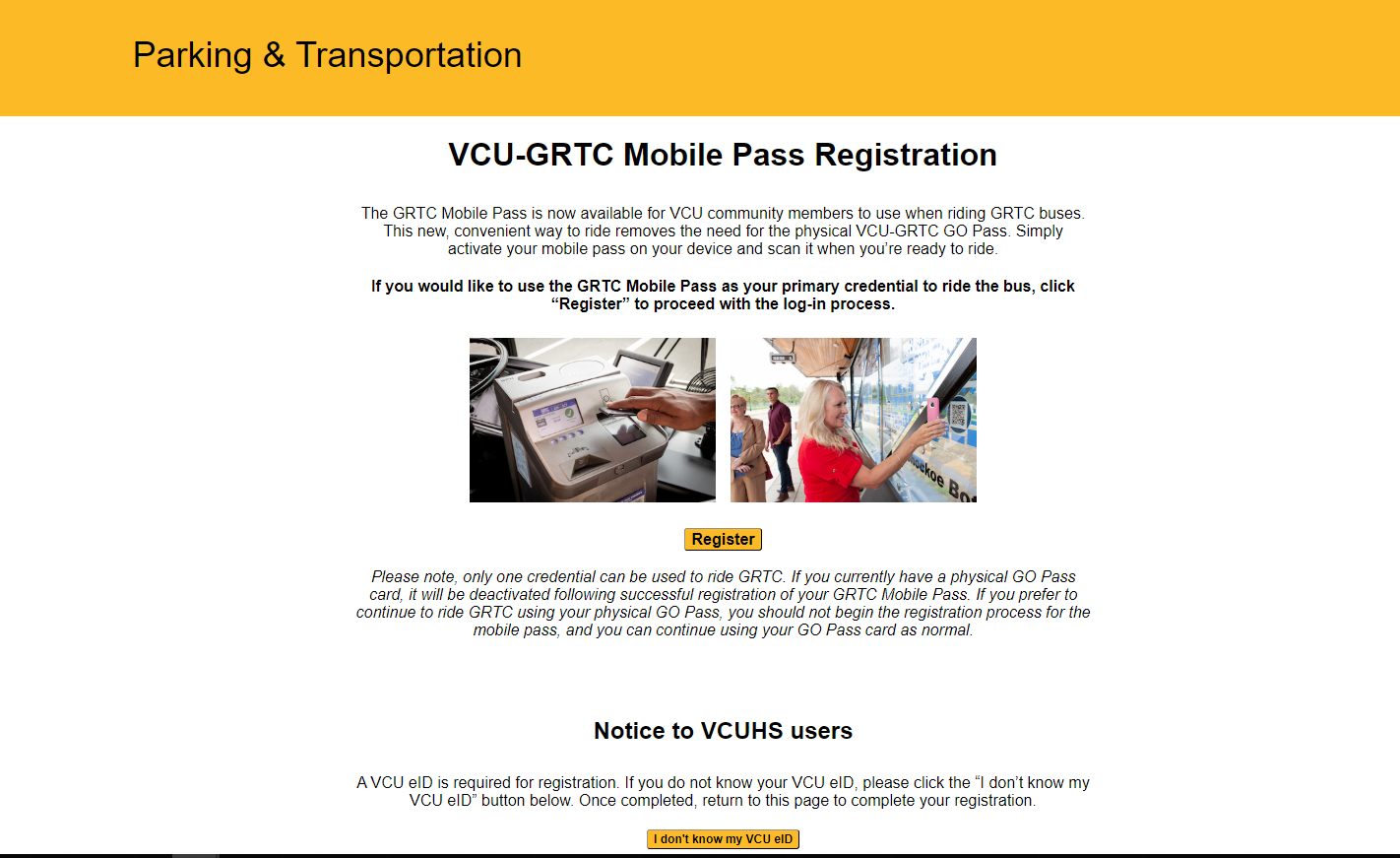 Mobile Pass VCU Parking & Transportation